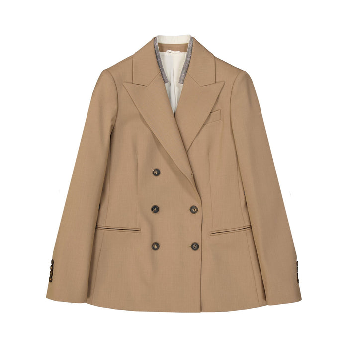 Wool Jacket Brown Polyamide Elastane