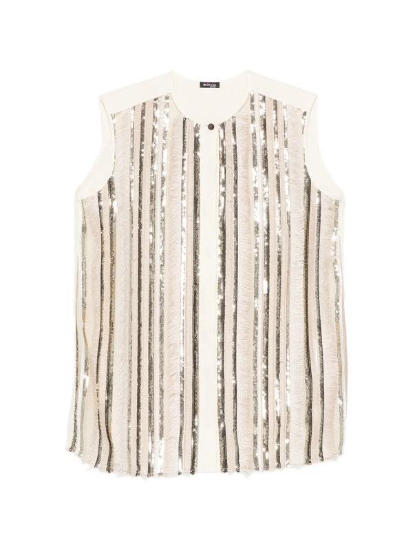 Kiton Linen 100% tank top in cream