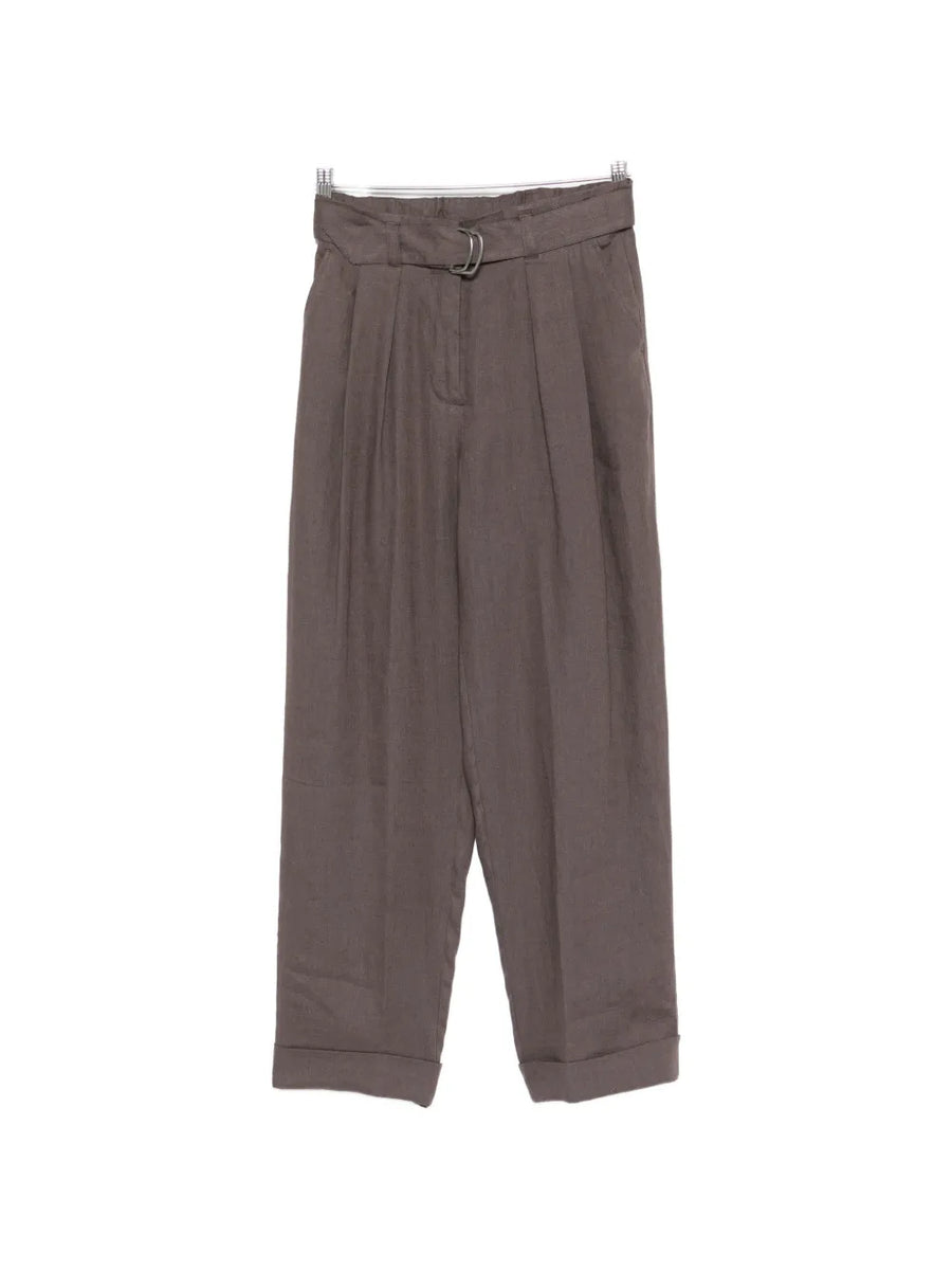 Panicale Linen/Flax 100% trousers in brown