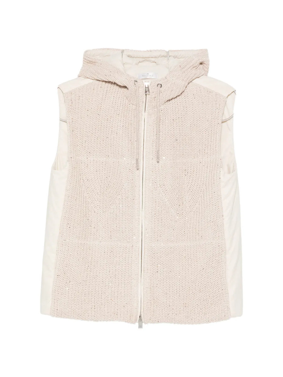 Panicale Outer: Polyamide hooded gilet in cream