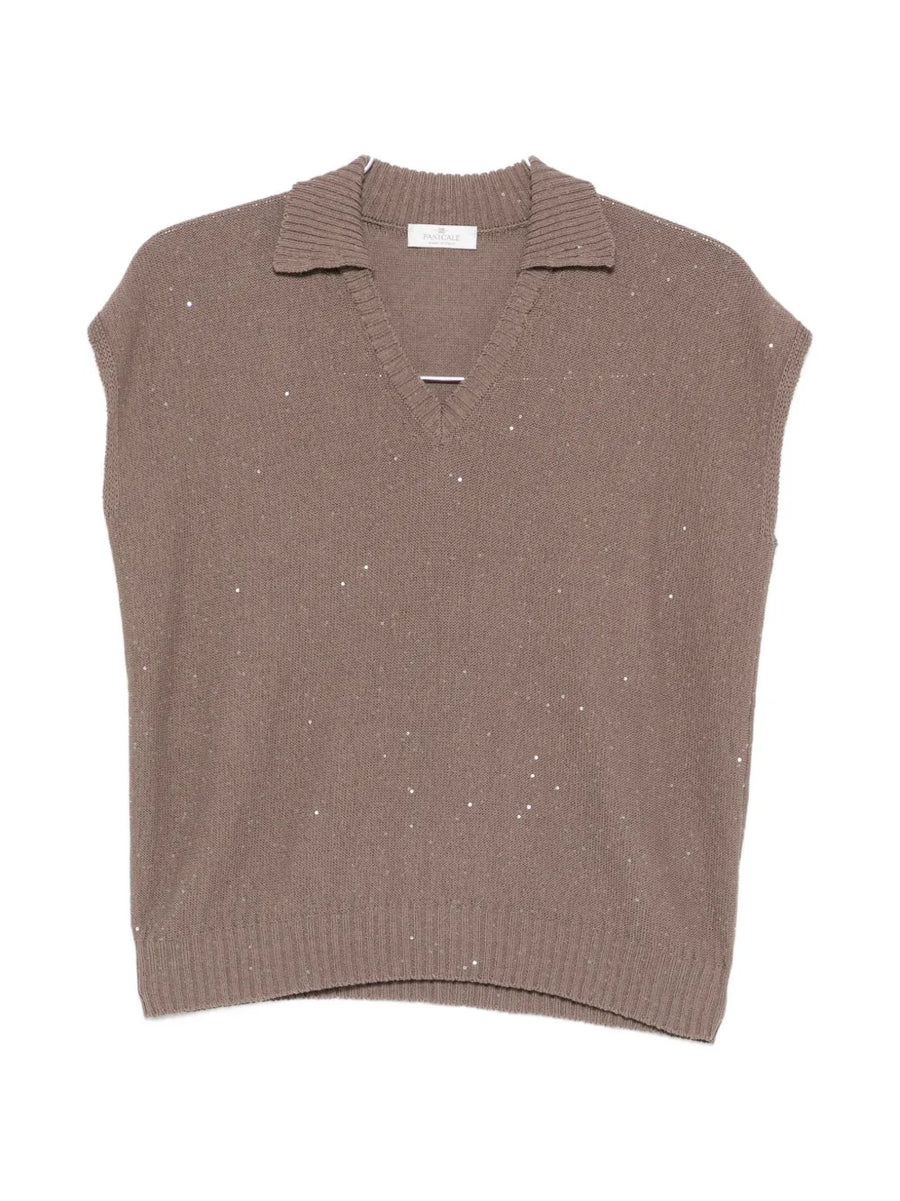 Panicale Cotton 98% tank top in taupe