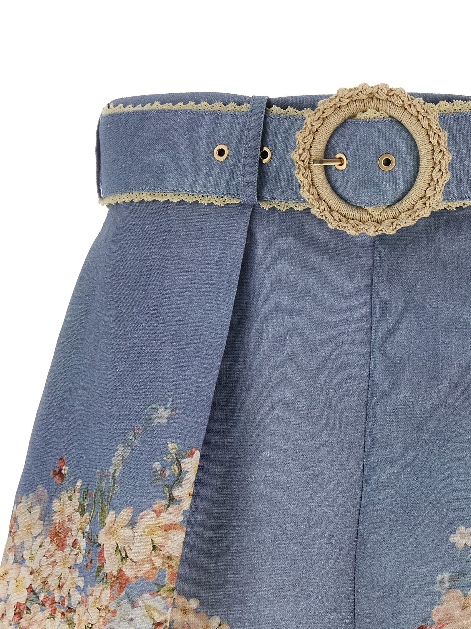Cascadian Tuck Shorts Light Blue Linen Bermuda