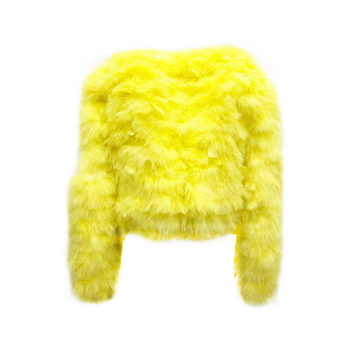 Feathers Bomber Jacket Yellow Polyamide