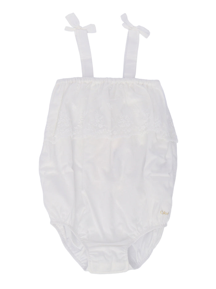 Romper + Cap White Cotton Fabric 2 Polyamide Gift Box