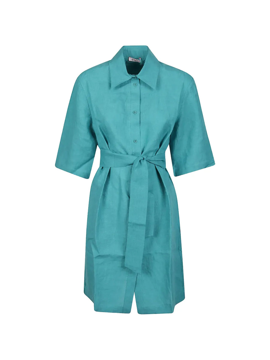 Eres Linen dress in turquoise