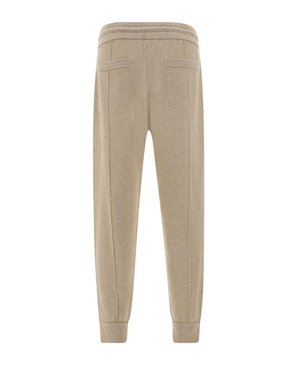 Brunello Cucinelli Mens Light Camel Wool Jogger Trousers