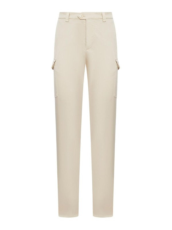 Brunello Cucinelli Mens Linseed Cotton Cargo Trousers Green