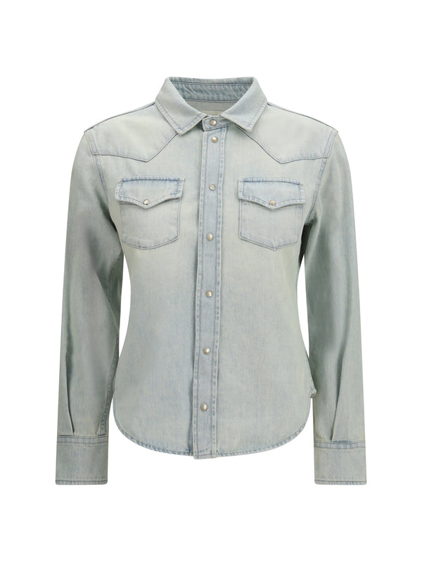 Shirt Western Light Blue Denim Cotton