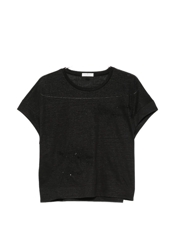 Panicale Linen/Flax 56% t-shirt in black