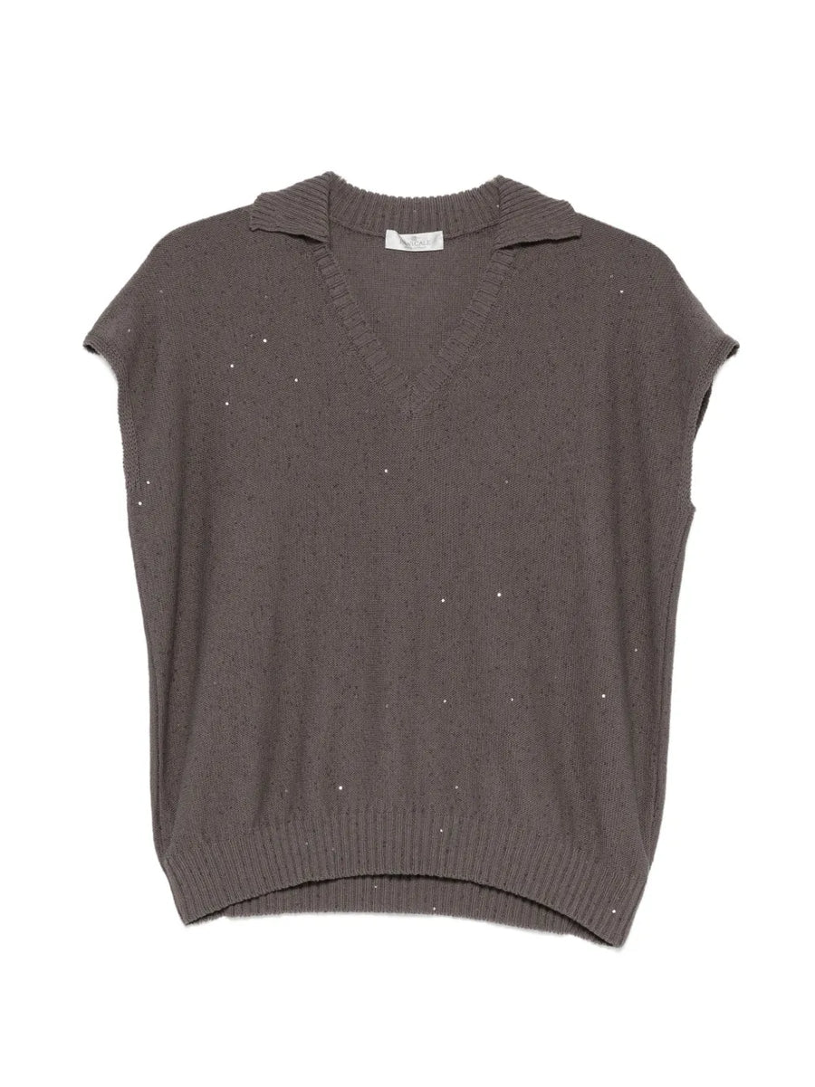 Panicale Cotton 98% tank top in brown