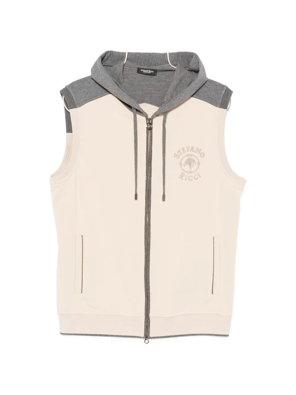 Stefano Ricci Cotton 93% hoodie in beige