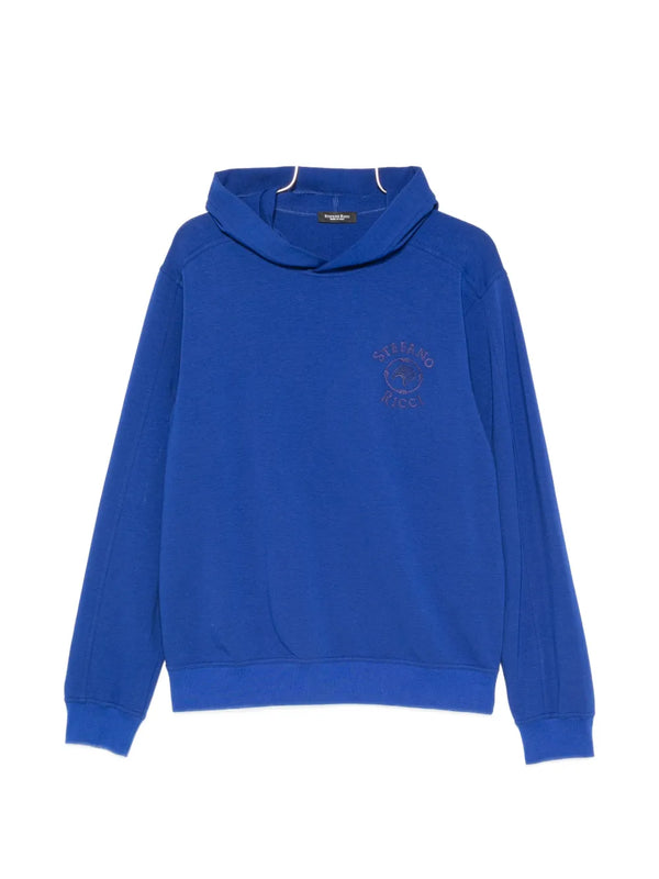 Stefano Ricci Cotton 93% hoodie in blue