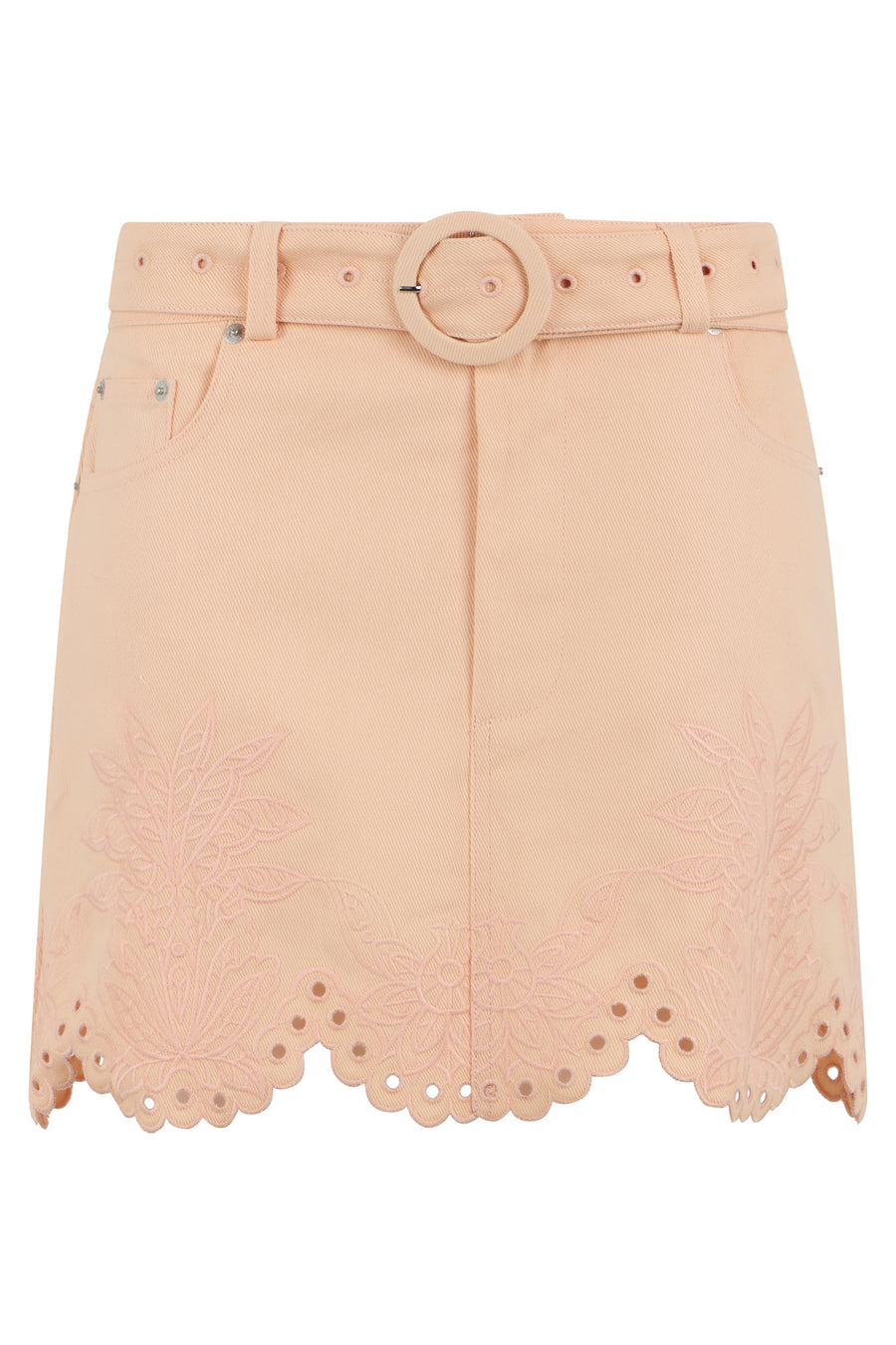 Denim Mini Skirt Pink Cotton