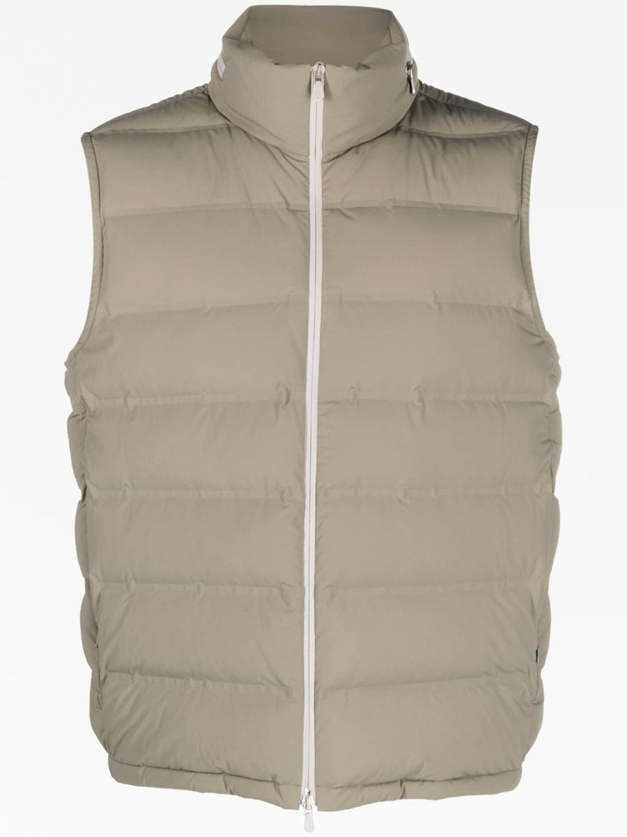 Brunello Cucinelli Mens Beige Quilted Puffer Vest Clothing