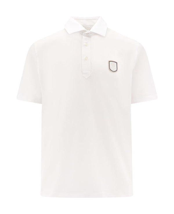 Brunello Cucinelli Mens White Polo Shirt With Emblem