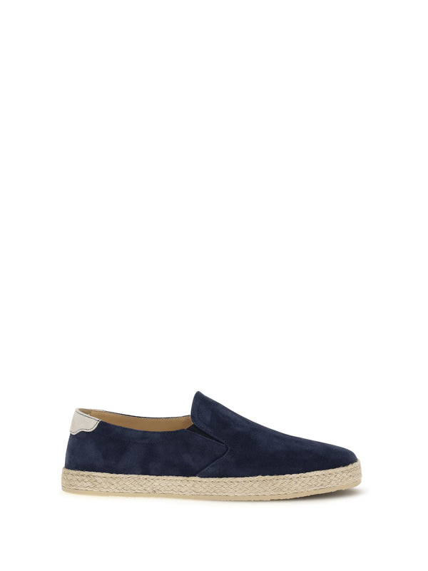 Brunello Cucinelli Upper: 100% calf leather; Sole: 100% rubber sneakers in navy