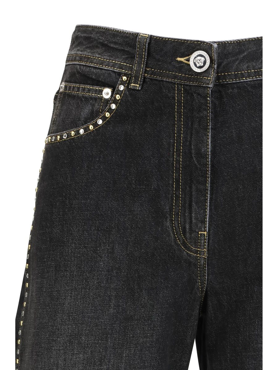Jeans Straight Black Cotton Trousers