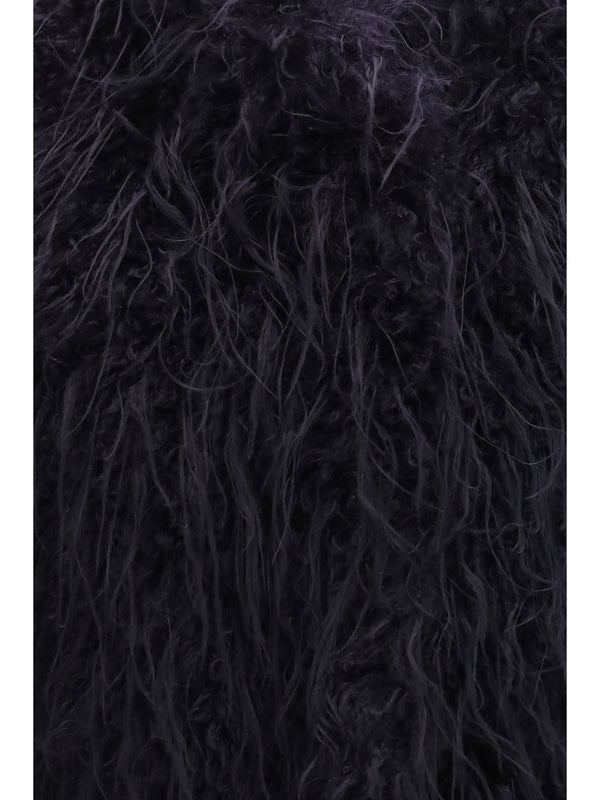 Eco Mongolia Faux Fur Vest Night Blue Polyester Blazers
