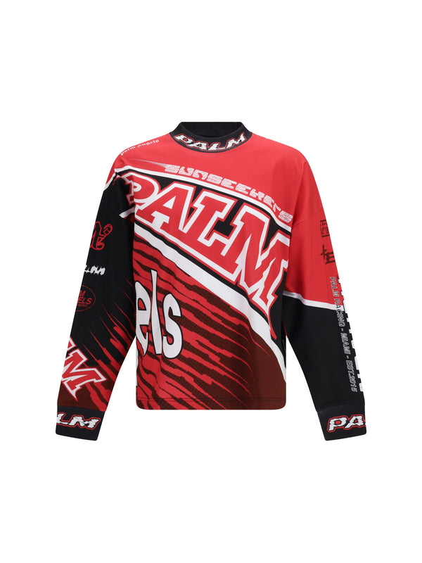Palm Angels 100% Cotton long-sleeved t-shirt in red