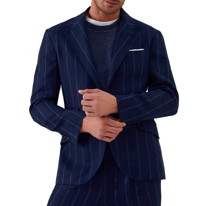 Wool Jacket Blue Virgin Silk Cashmere