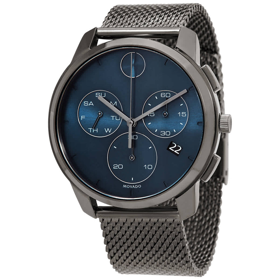 Movado Stainless steel case and bracelet watch in blue