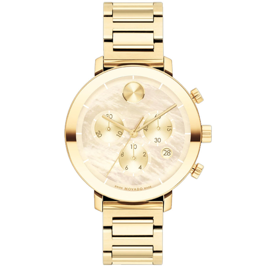 Movado Stainless steel case and bracelet watch in gold