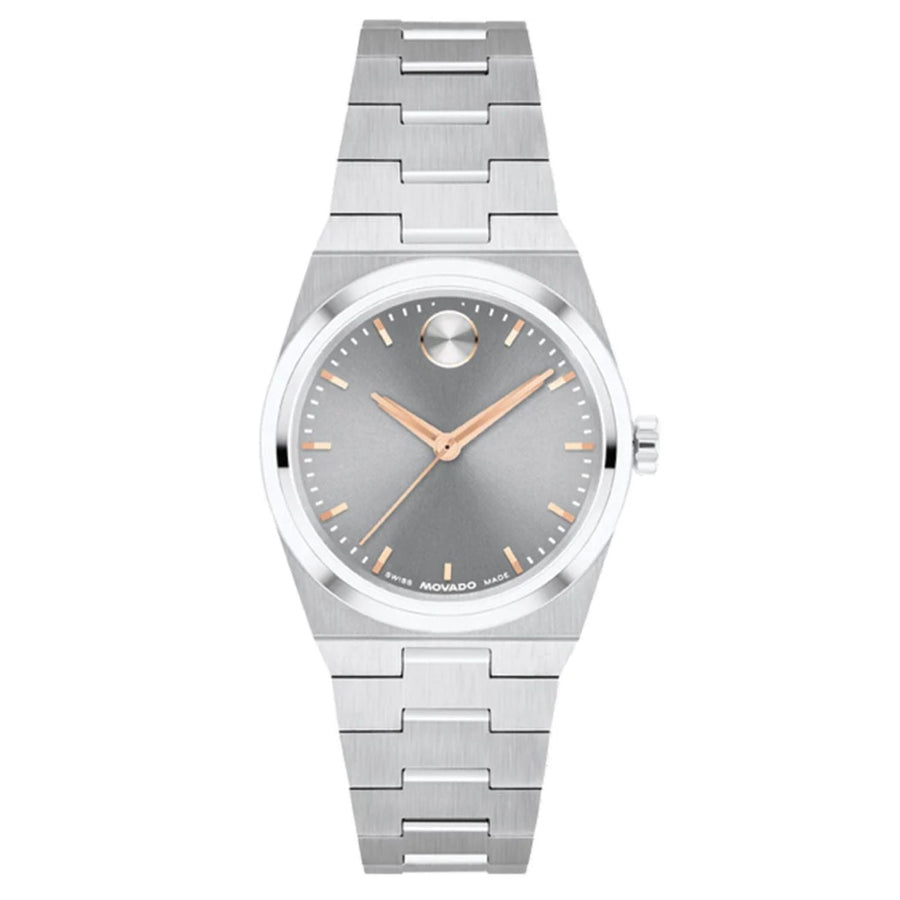 Movado Stainless steel case and bracelet watch in gray