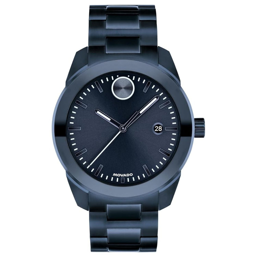 Movado Stainless steel case and bracelet watch in blue
