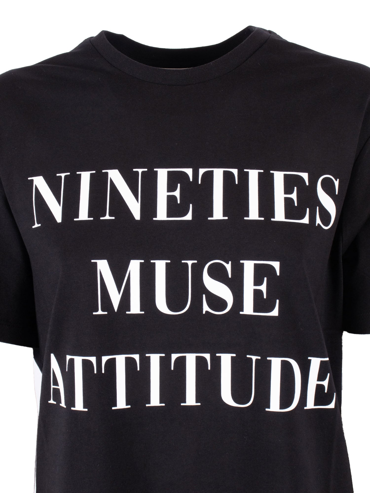 WOMENS T-SHIRT Black Cotton Crewneck