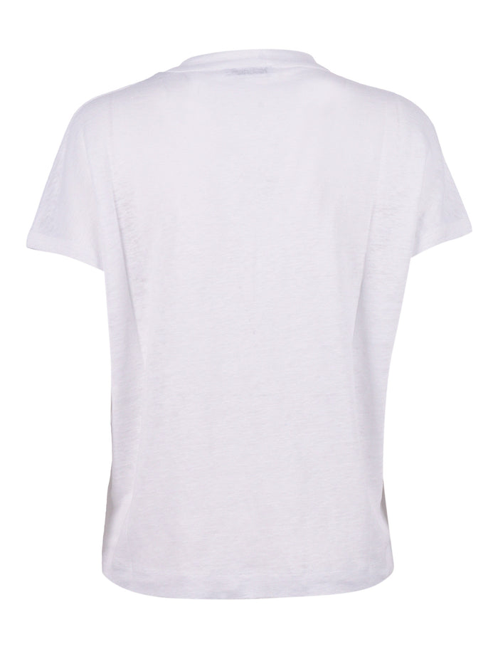 Linen Jersey Henley Shirt With Buttons White Lino Crewneck