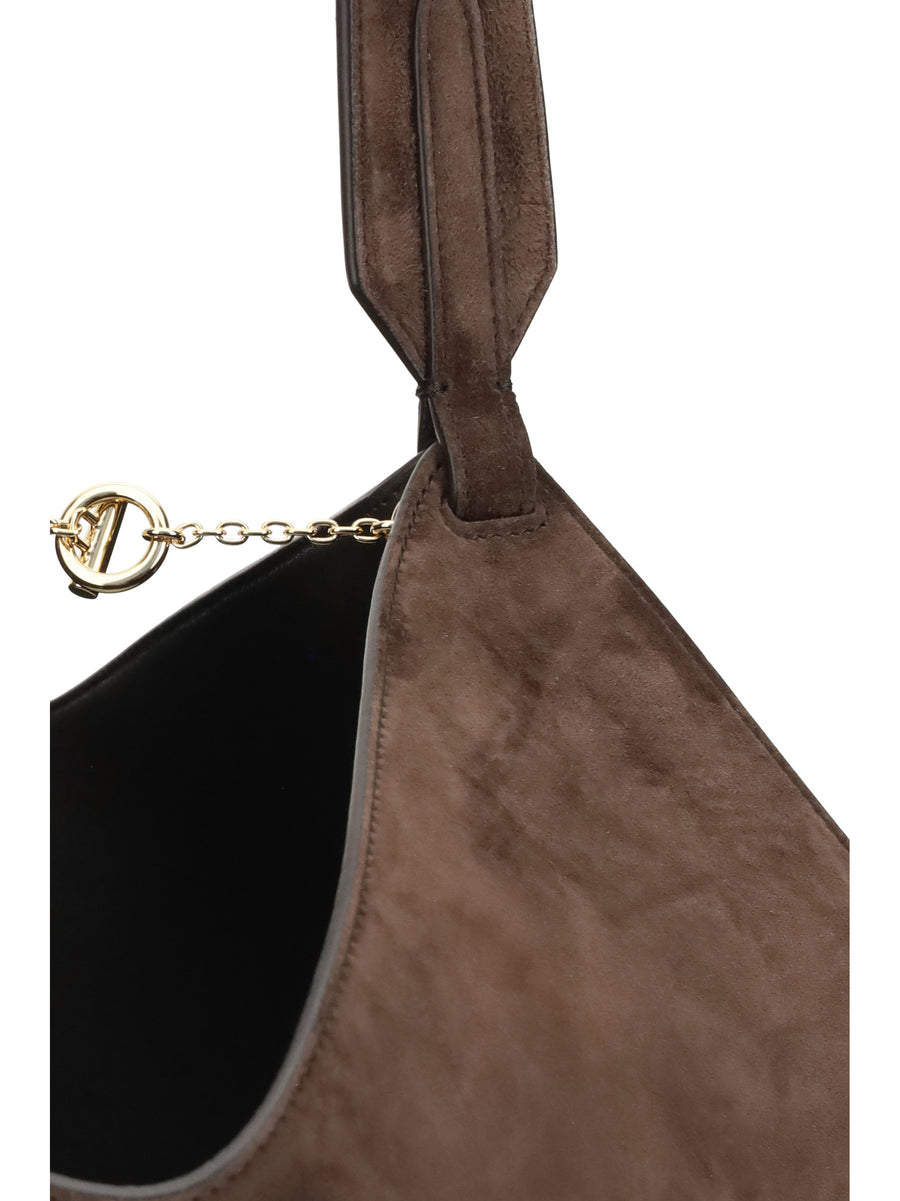 Lotus Small Shoulder Bag Dark Brown Calf Leather Bos Taurus