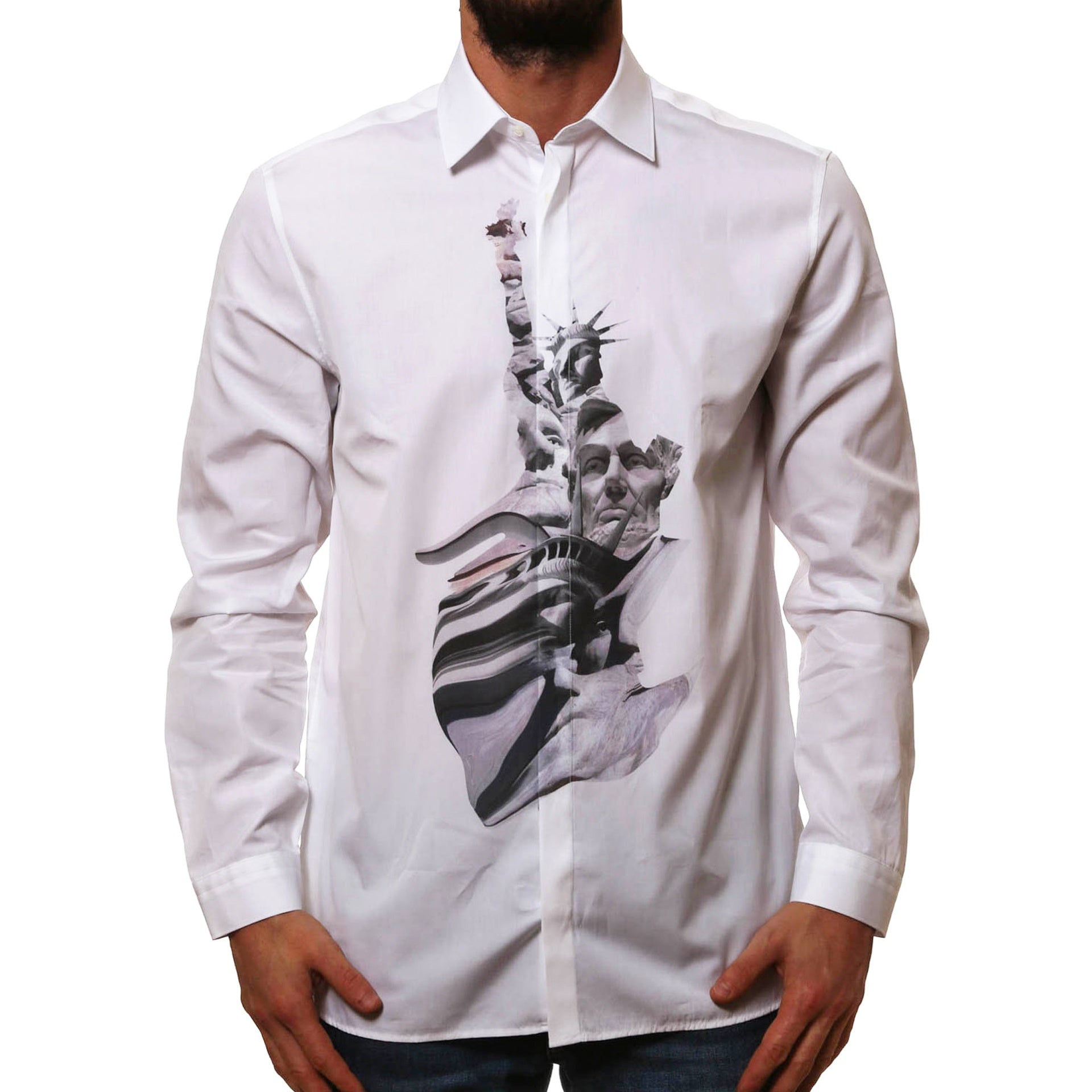 Neil Barrett State Of Liberty Cotton Shirt White