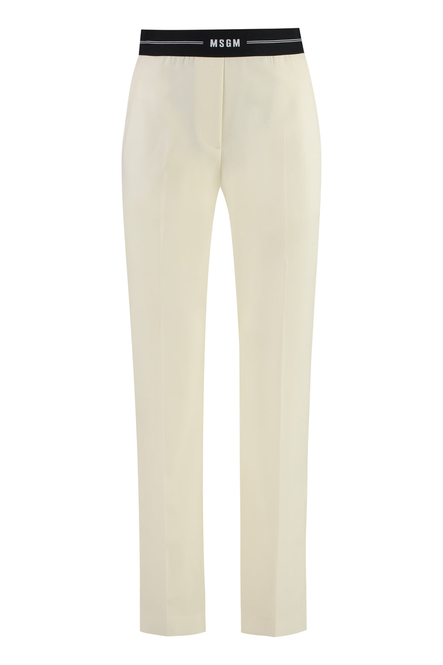 Wool Trousers Ivory Virgin Straight