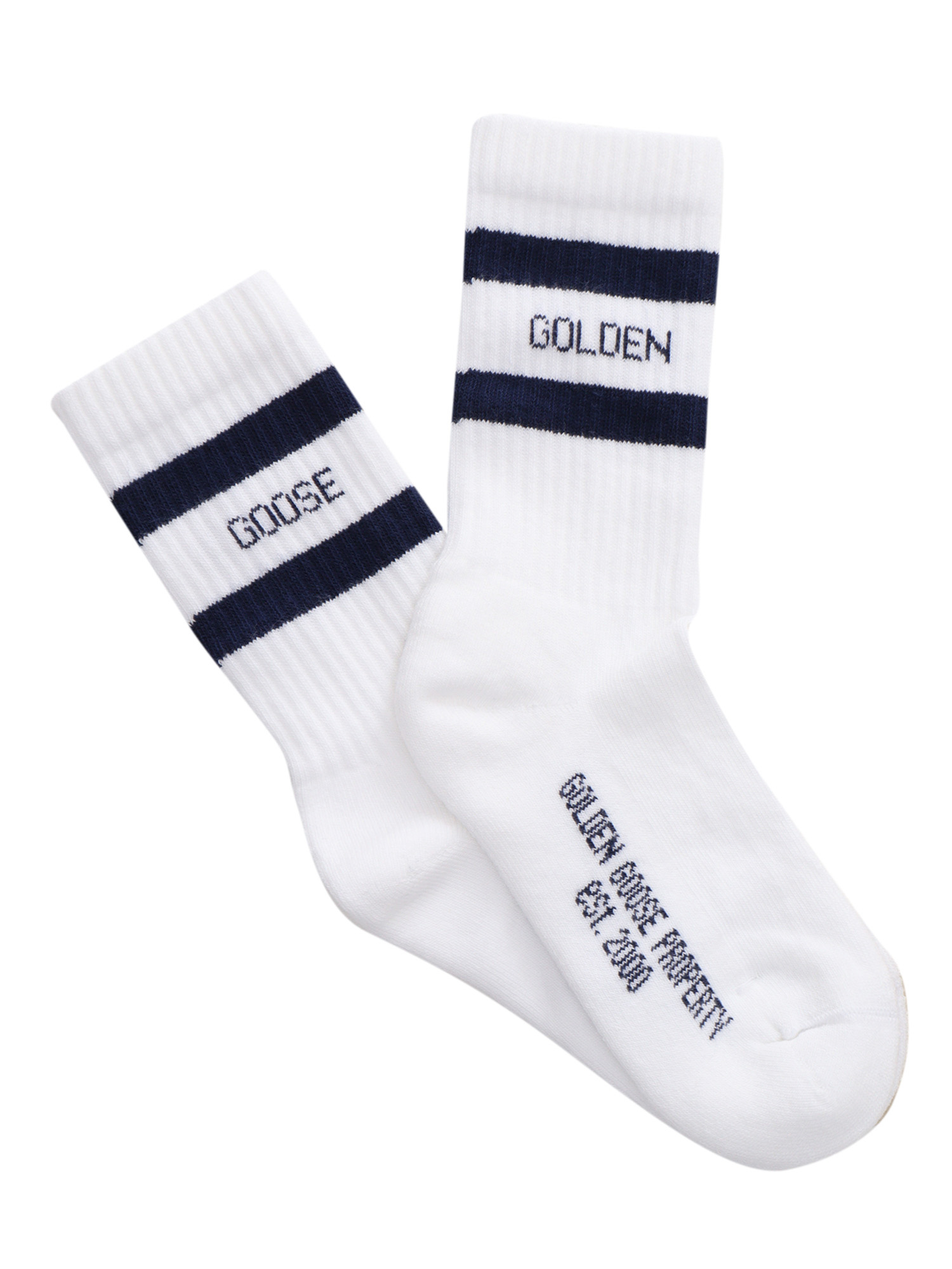KIDS SOCKS HIGH RIB- STRIPES- GOLDEN GOOSE White Cotton Polyamide Spandex