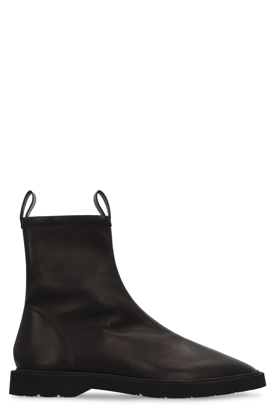 Leather Ankle Boot With Tapered Shape Black Lamb