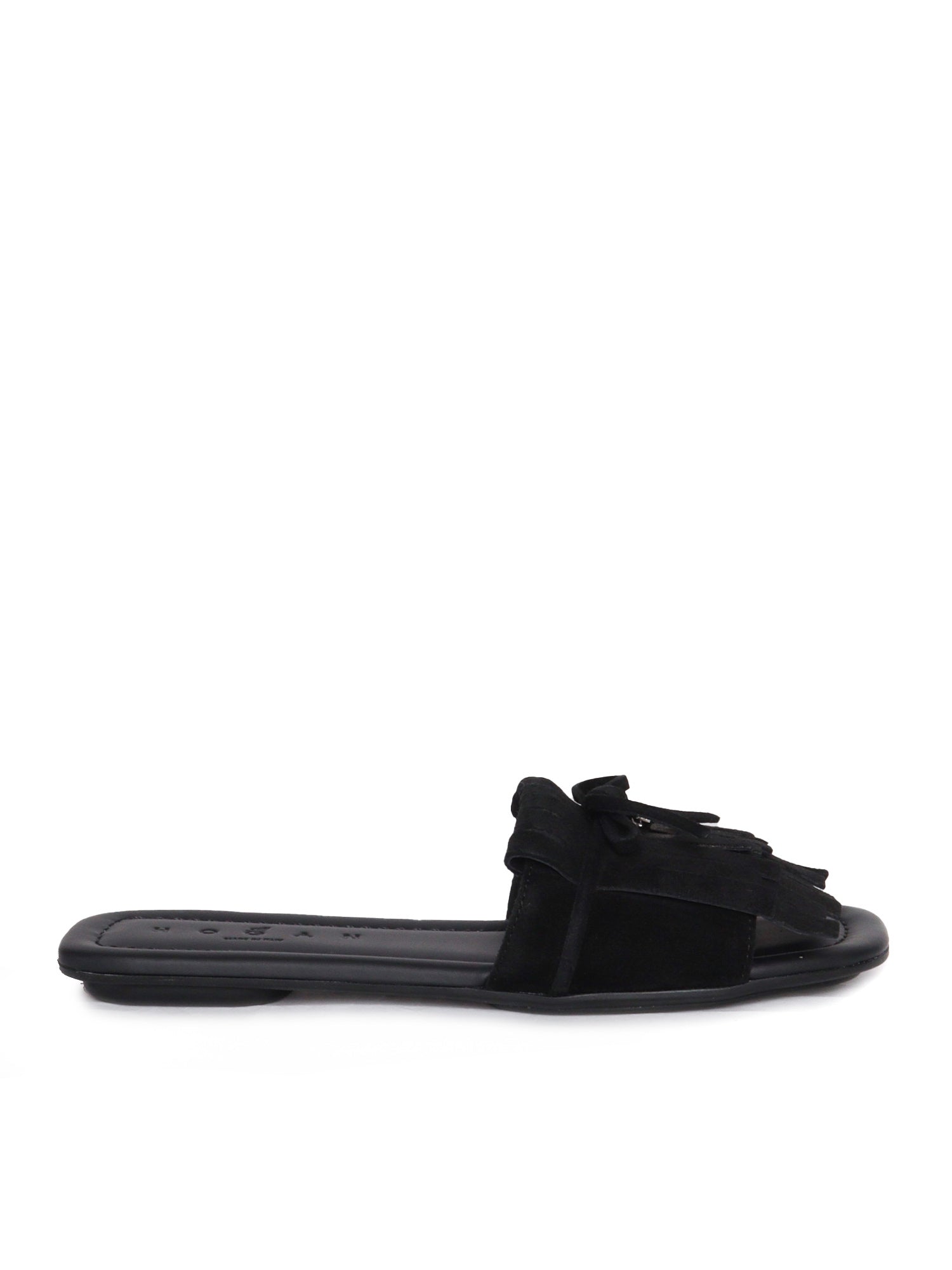 H685 FRINGED SANDALS Black Calfskin Sole In Rubber