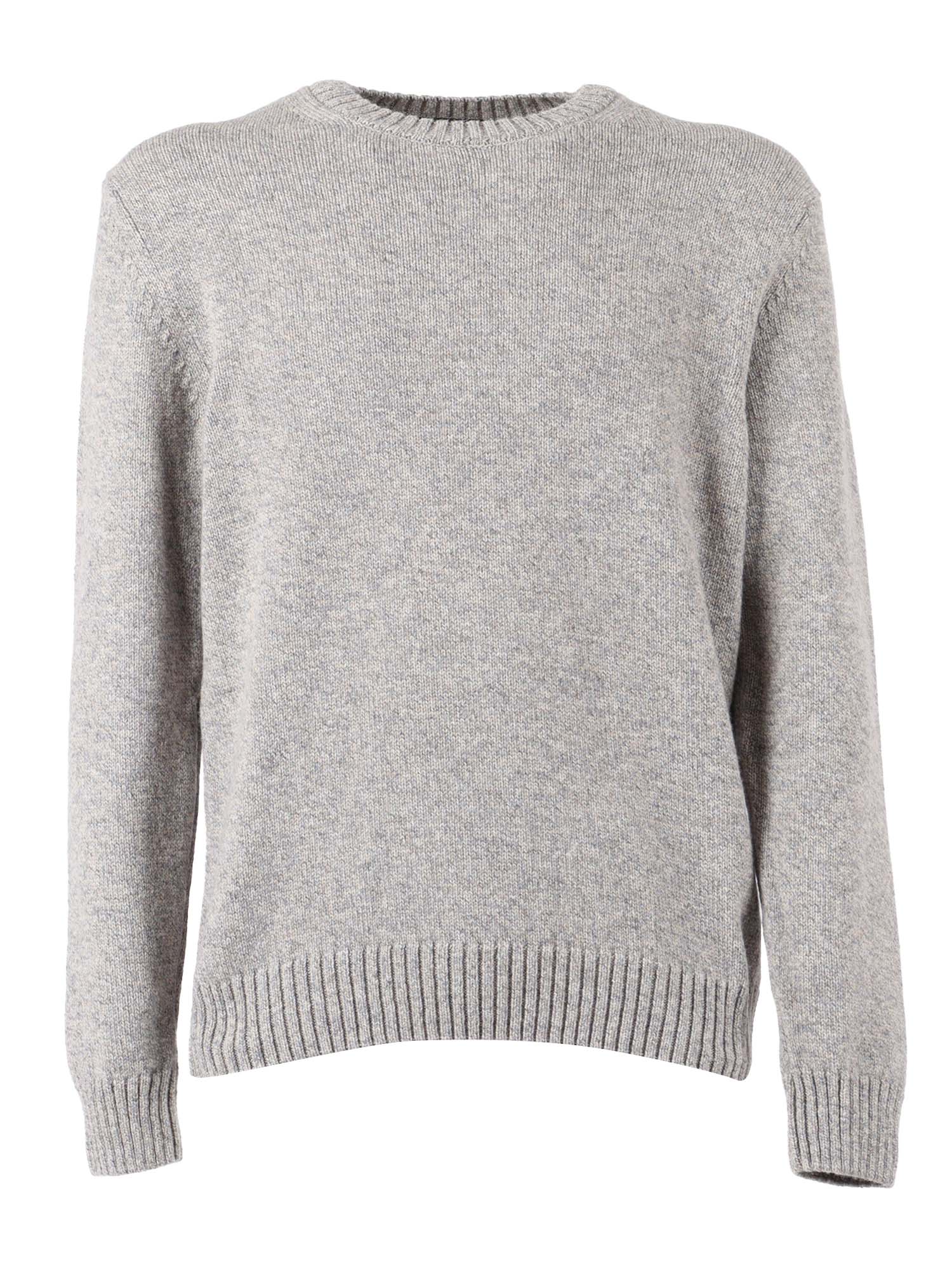 Crew Neck Sweater Grey Virgin Wool Crewneck