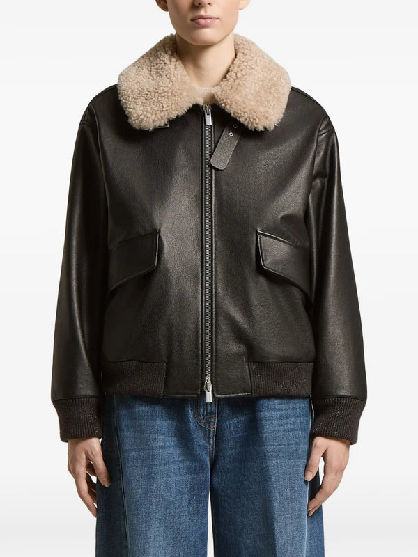 Peserico Body: Leather 100% jacket in black