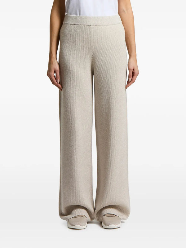 Peserico Ribbed-knit with glitter effect trousers in beige
