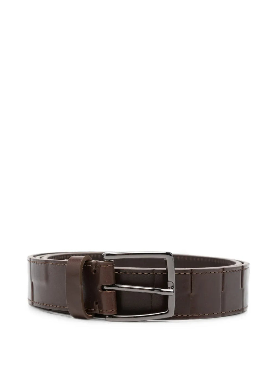 Peserico Brown leather with textured finish belt in brown