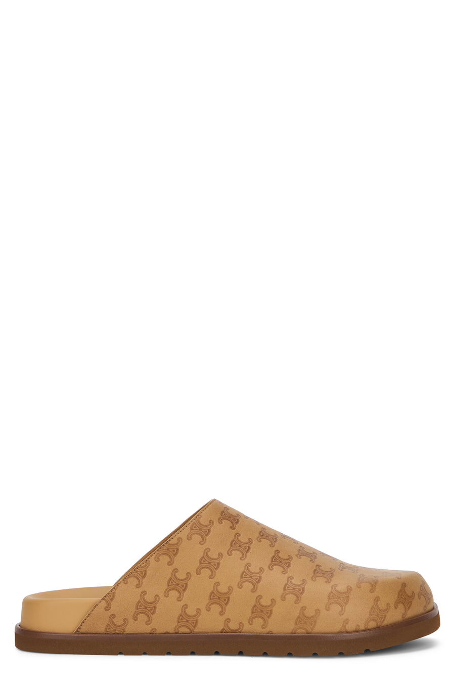 Clogs With Monogram Print Beige Leather Lamb Skins Slippers