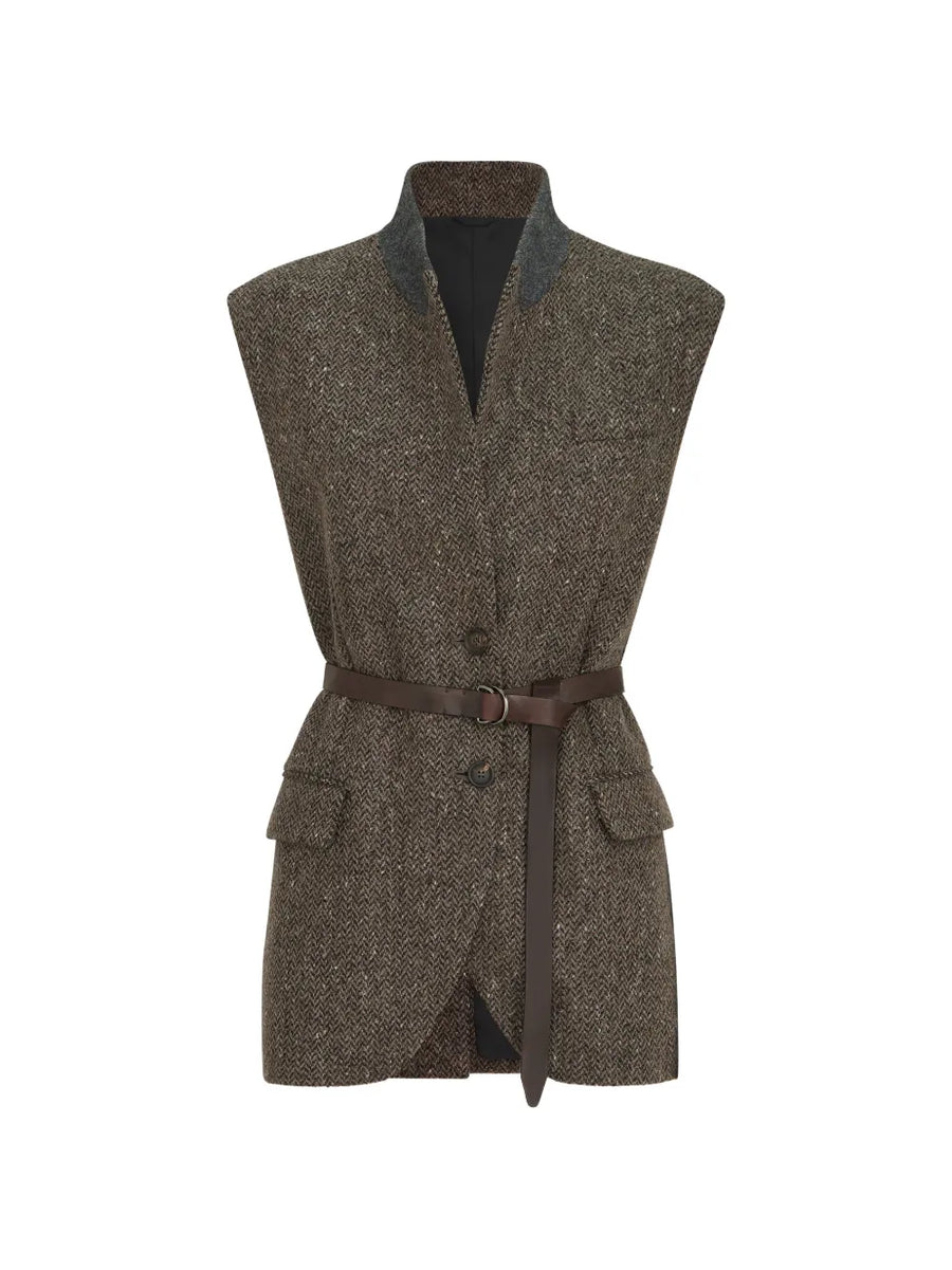 Brunello Cucinelli Virgin Wool 71% vest in olive