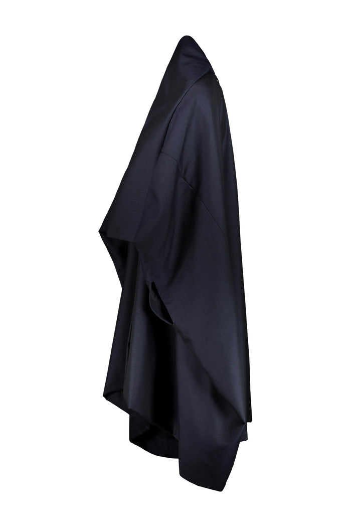 Oversize Blanket Coat Blue Wool Mohair Viscose Cappotto