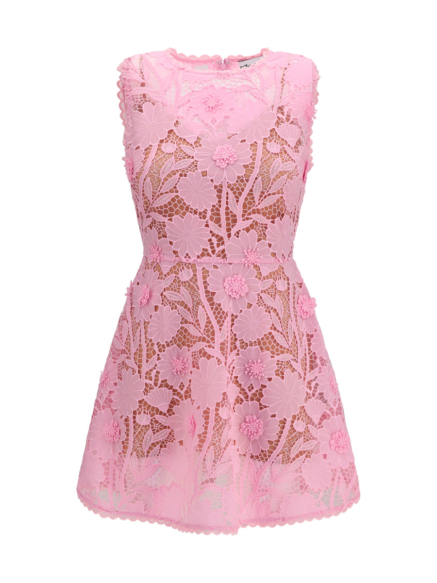 Short Lace Dress Pink Polyester