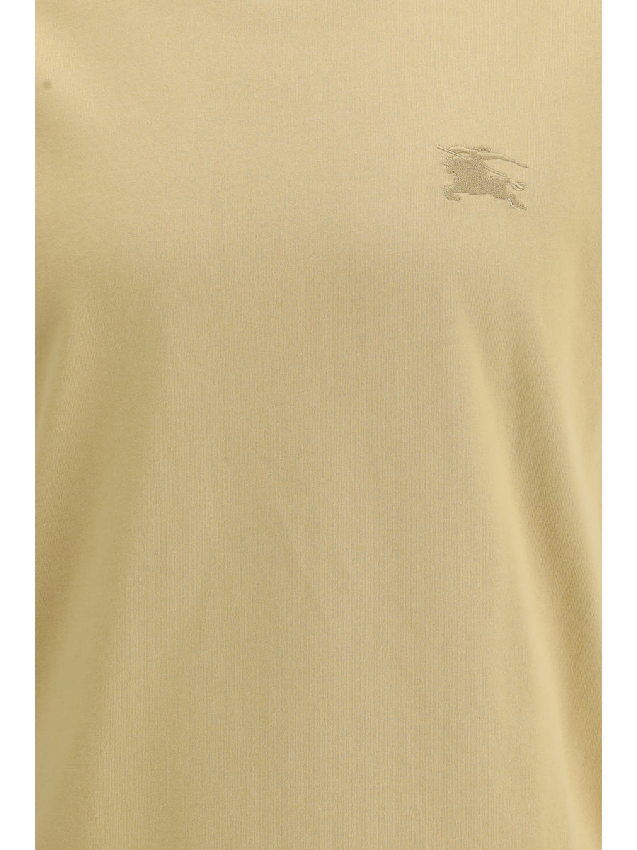 T-Shirt With Check Trims Flax Cotton T-shirts