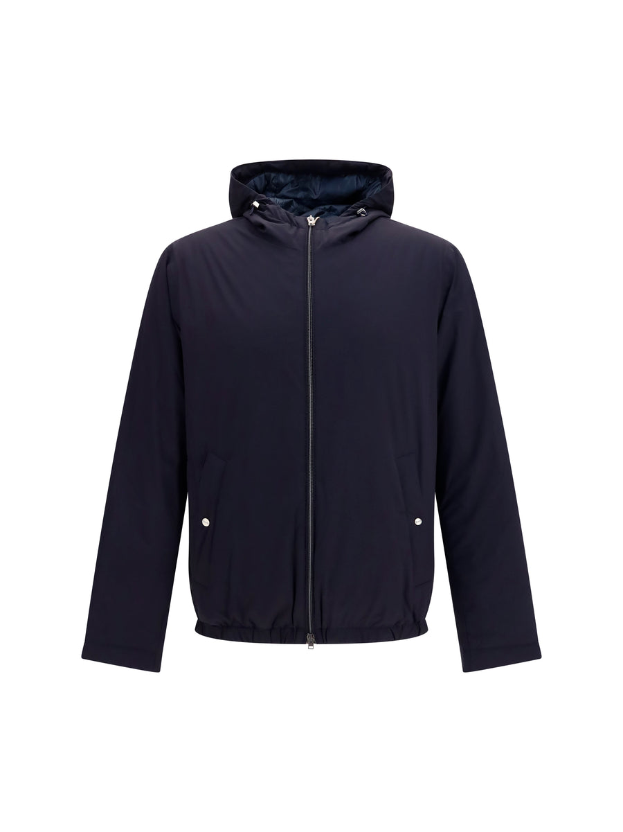 Hooded Zip Jacket Dark Blue Inner Goose Down