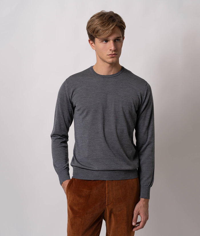 Wool Crewneck Sweater Oslo Lightblue Basic Light Kintwear