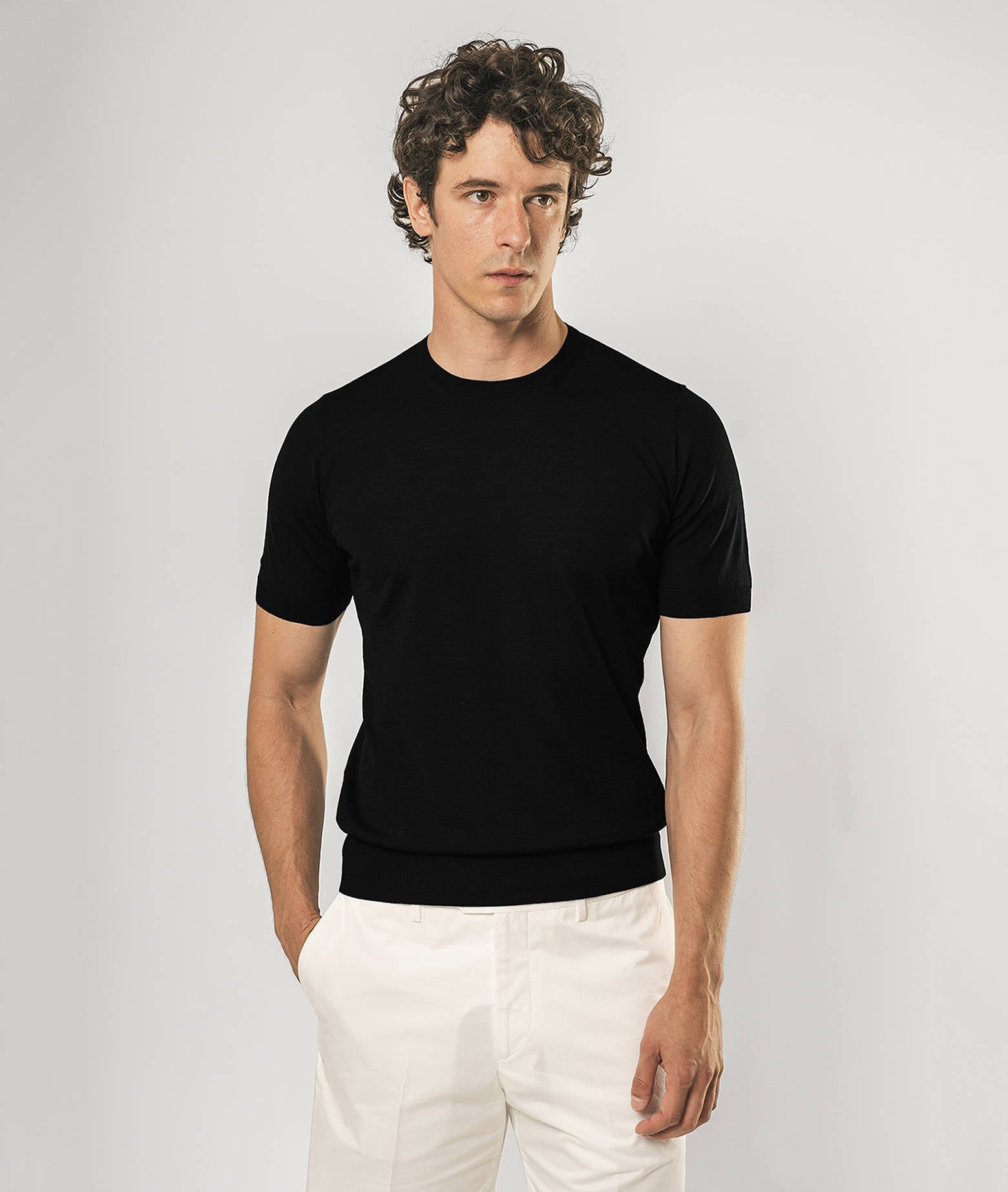 Wool T-Shirt Mentone Darkblue Round Neck