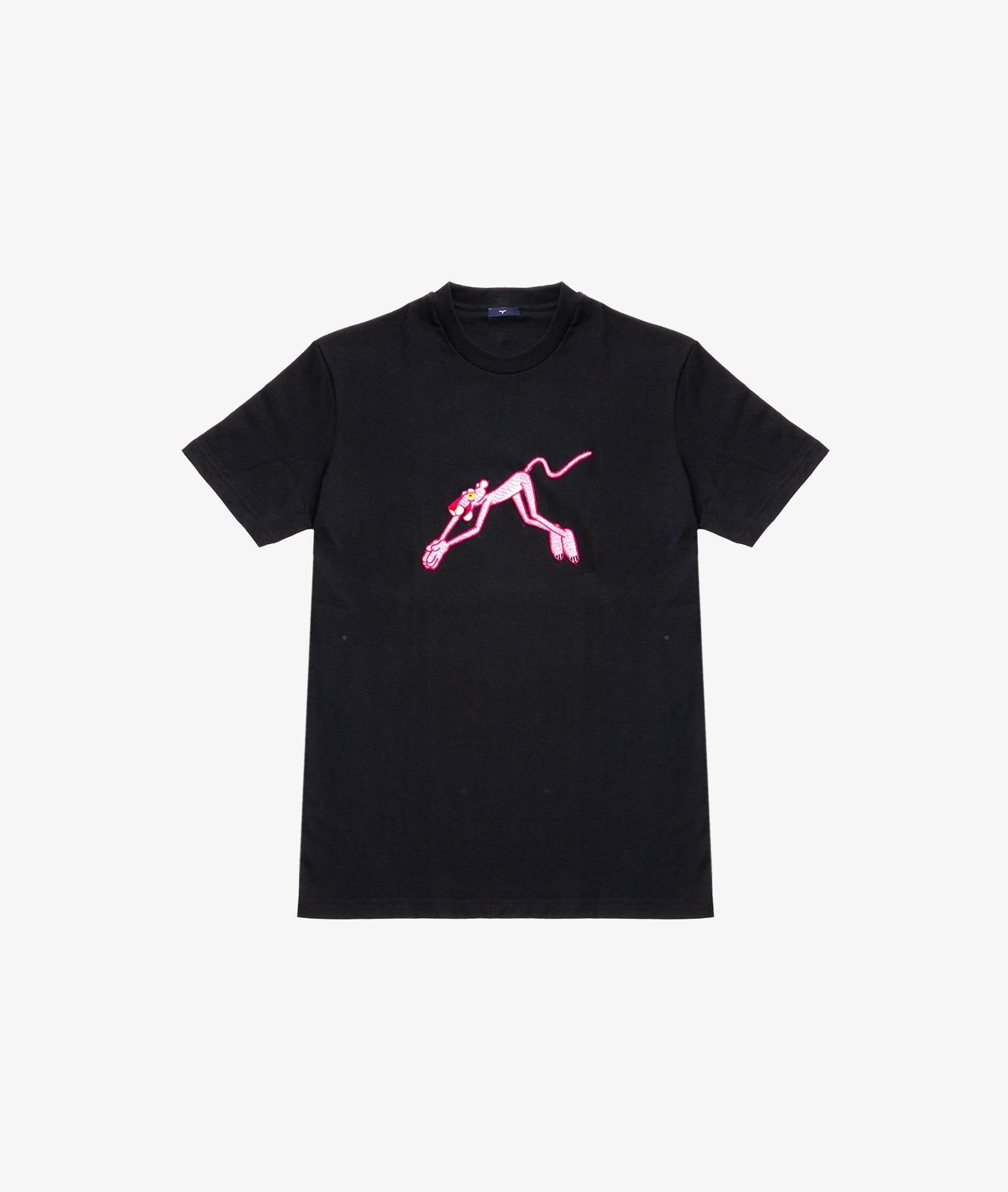 T-Shirt Pink Panther Black Round Neck