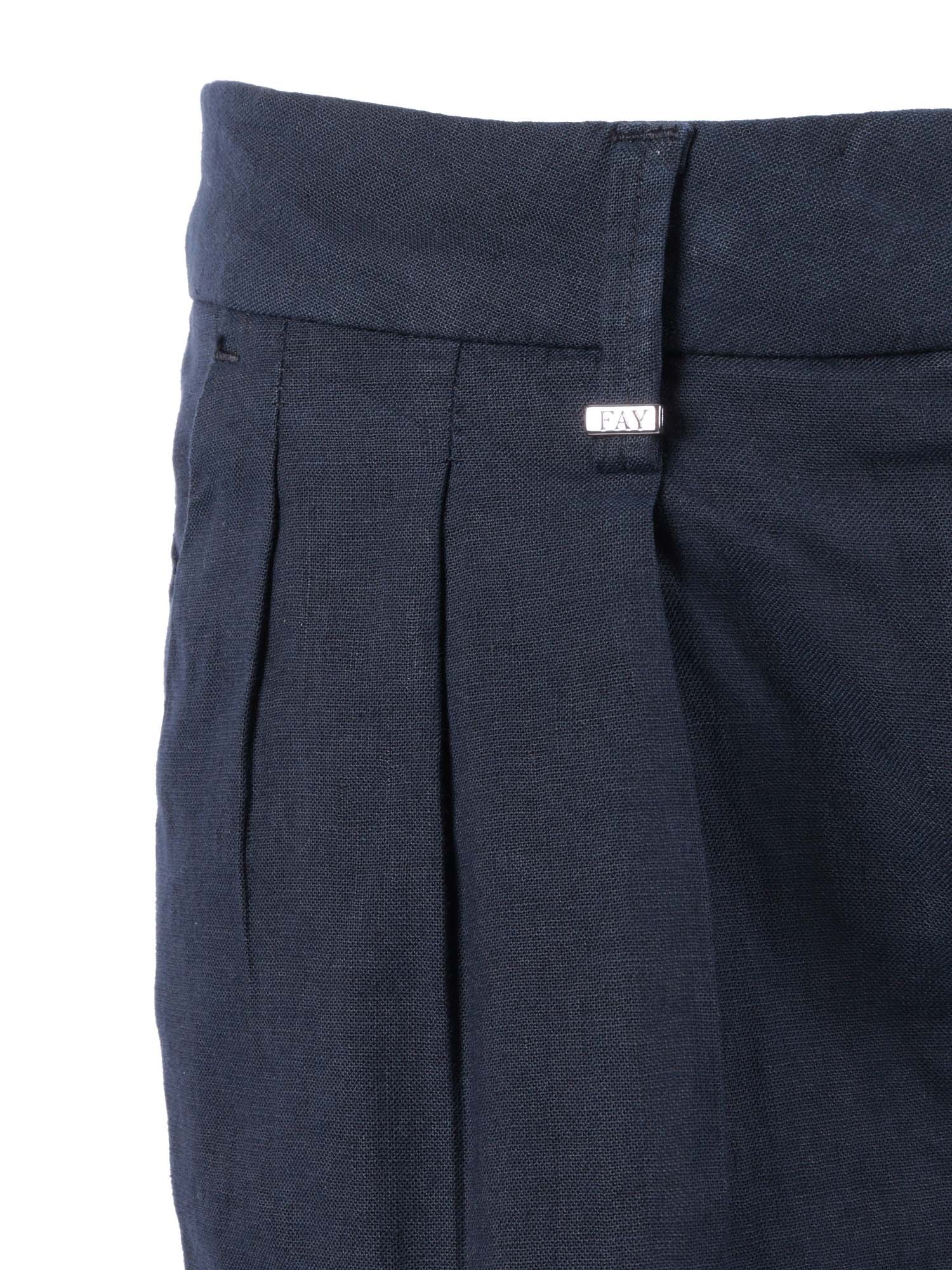 CHINO SHORTS Blue Linen Cotton Elastane Bermuda